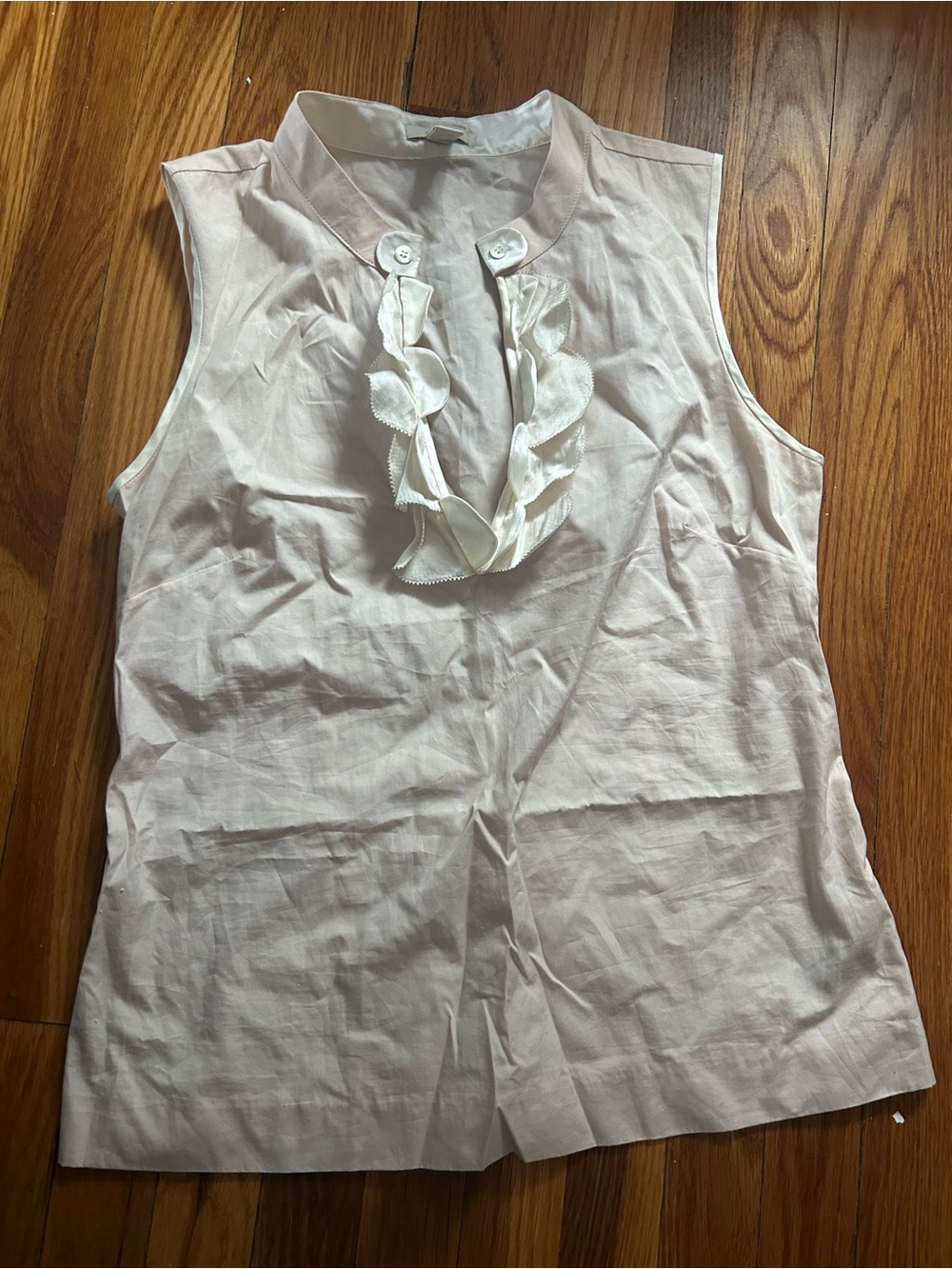 J. Crew Sleeveless Light Blush Ruffle Front Women's Top